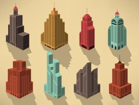 Skyscrapers in perspective (blue) Stock Illustration