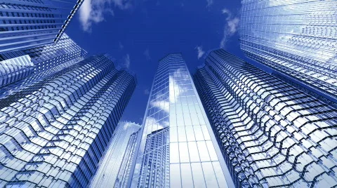 Skyscrapers with reflection in loop (HD) Video stock 568501