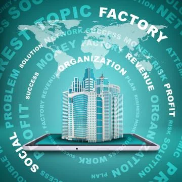 Skyscrapers on screen tablet pc Stock Illustration