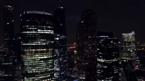 Skyscrapers at summer night 库存影片 81910619
