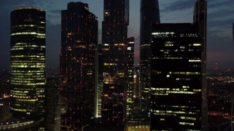Skyscrapers at summer night 库存影片 81910673