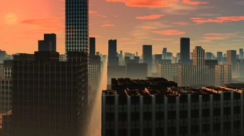 Skyscrapers. Sunrise. Stock Footage 8968313