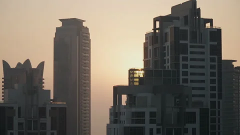 Skyscrapers at sunset Vidéo 168153821