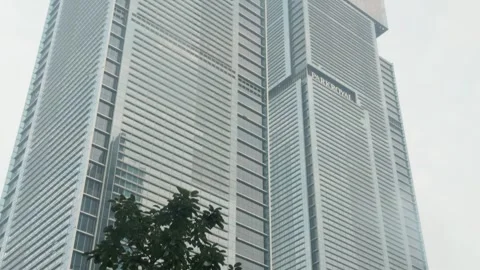 Skyscrapers through a hotel window. Stock Footage 314630968