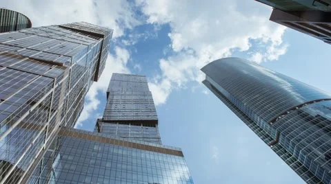 Skyscrapers time lapse with clouds 4K Stock Footage 51497051
