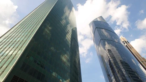 Skyscrapers Timelapse, Fast Moving Clouds over Business Buildings Stock Footage 115910456