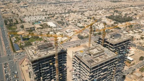 Skyscrapers under construction in Dubai Stock Footage 105344136