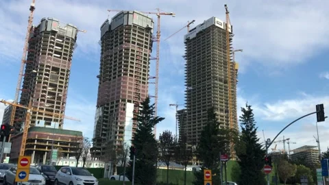 Skyscrapers under construction Stock Footage 144629255