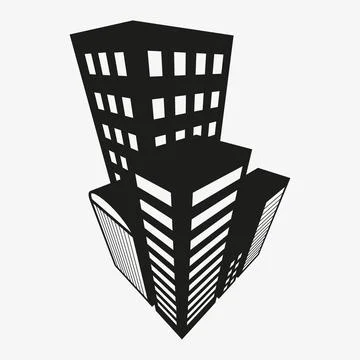 Skyscrapers vector icon in three point perspective Stock Illustration