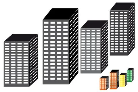 Skyscrapers on white background Stock Illustration