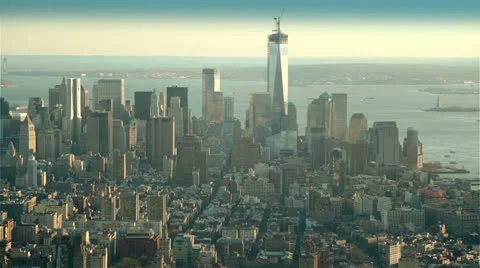 Skyscrapes and Hudson River seen from the Empire State Building, New York Stock Footage 24247237