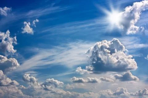 Sky,sun and clouds Stock Photos
