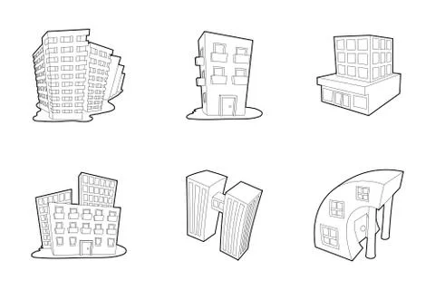 Skytower icon set, outline style Ilustración de archivo