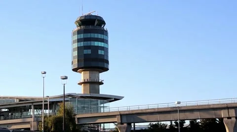 Skytrain commuter rail system at YVR airport station Stock Footage 47861084