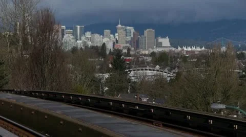Skytrain For Downtown Vancouver Stock Footage 10786060