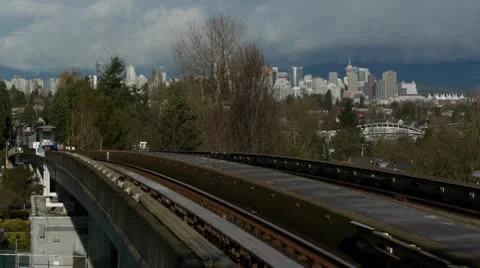 Skytrain From Downtown Vancouver Stock Footage 10786064