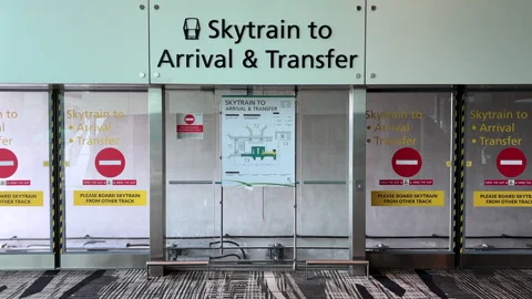 Skytrain gate to Arrival and Transfer at Singapore Changi Airport. Stock Footage 314337783