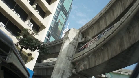 Skytrain Passing By In Bangkok Stock Footage 97147433