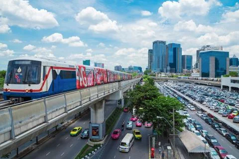Skytrain is popular because it is fast Stock Photos