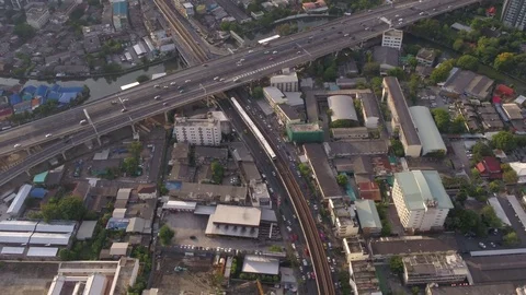 Skytrain in town Stock Footage 79897767