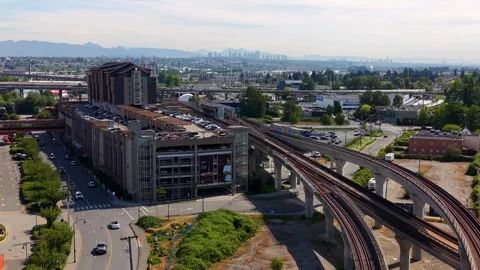 SkyTrain Transit Tracks - Bridgeport Station Area - Richmond - British Columbia 스톡 동영상 338070903