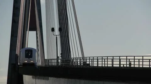 Skytrains On Skybridge Stock Footage 10786073