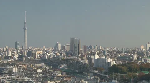 Skytree and bullet train Stock Footage 14824947