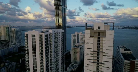 Skyview and Elysee on Biscayne Bay Stock Footage 149221050