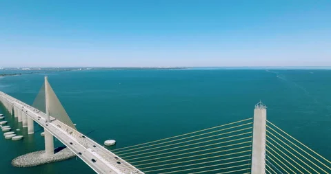 Skyway Bridge Drone Push Over Bridge Stock Footage 245646524