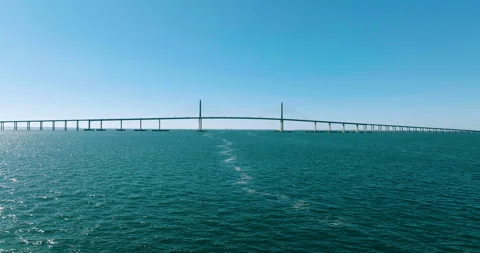Skyway Bridge Long Shot Drone Stock Footage 245646871