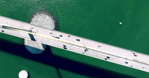 Skyway Bridge Top Down Twist Drone Shot Stock Footage 245646932