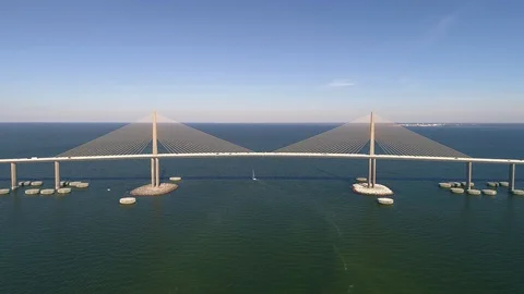 Skyway bridge wide push Stock Footage 91798946