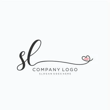SL Initial handwriting logo design Stock Illustration