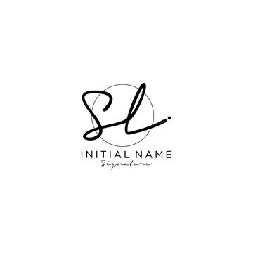 SL Initial handwriting logo design Stock Illustration