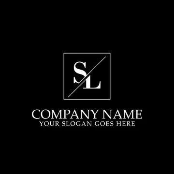 SL initial name in square logo design vector, SL brand name simple line art logo Stock Illustration