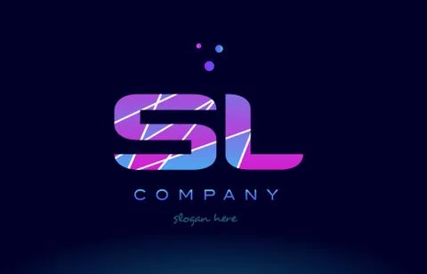 Sl s l  colored blue pink purple alphabet letter logo icon vector Stock Illustration
