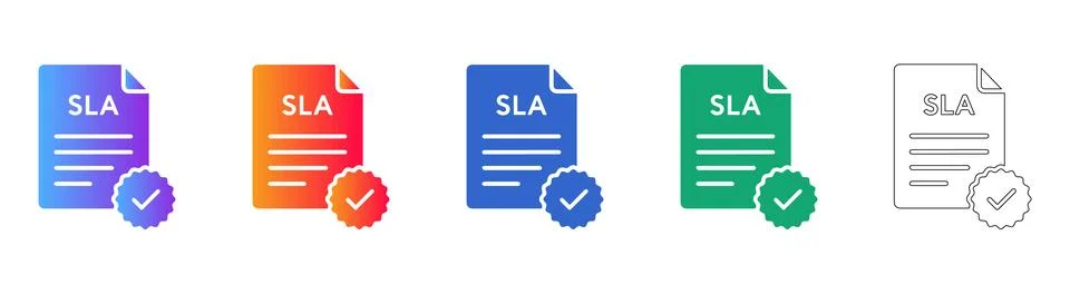 SLA Agreement Document Icons 库存插图