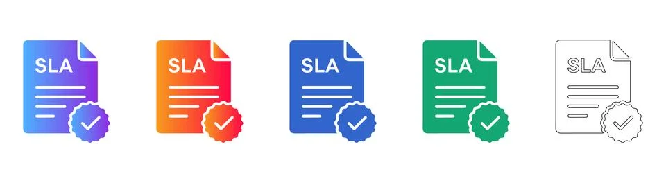 SLA Document Approval Icons Stock Illustration