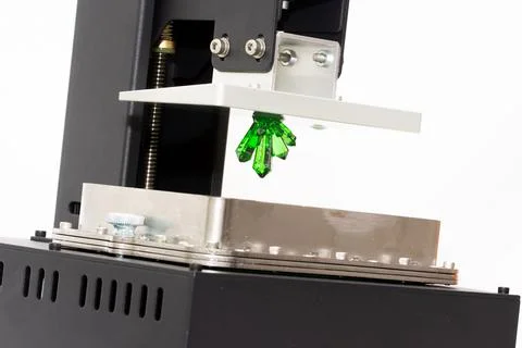SLA technology 3D printer. Resin crystal product printed on 3D printer. Stock Photos