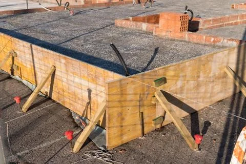 Slab formwork construction concrete floor Stock Photos