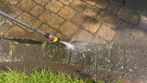 Slabs being cleaned with a jet washer Stock Footage 239655617