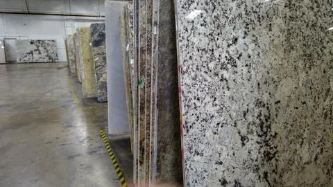 Slabs of granite at a warehouse 库存照片