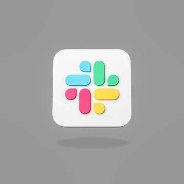 Slack App Icon 3D Shape Isolated on Flat Gray Background with Shadow 3D Illus Illustrazione stock