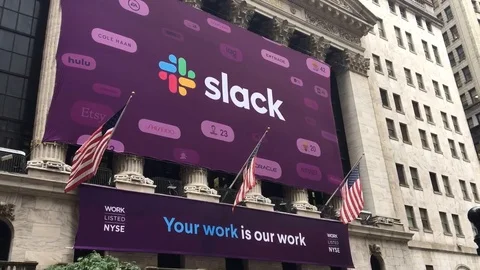 Slack Technologies Inc. (NYSE: WORK) initial public offering IPO with direct Stock Footage 121824640