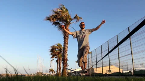 Slackline jump Video stock 22871417