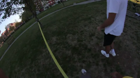 Slacklining POV _1 Stock Footage 32456164