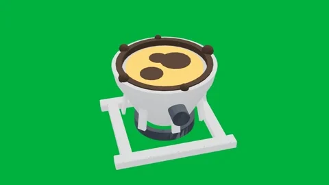 Slag pot foundry 3d loop green screen Stock Footage 342913868
