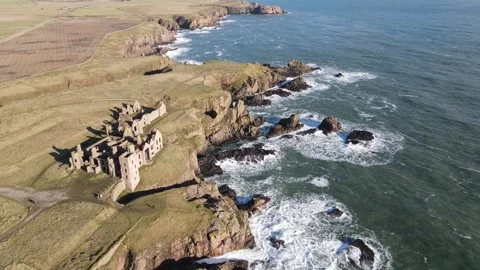 Slains Castle cruden bay Peterhead editorial 13 Feb 2025 Stock Footage 337618366