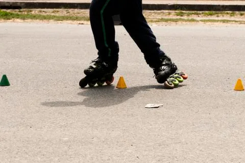 Slalom with Inline skates Fotos de archivo