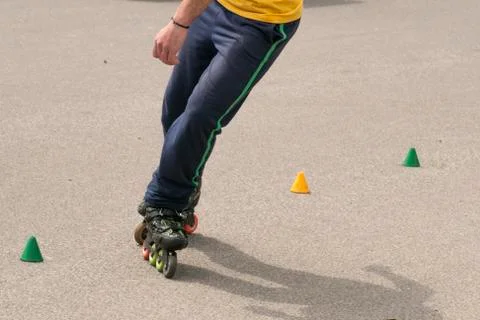 Slalom with Inline skates Fotos de archivo